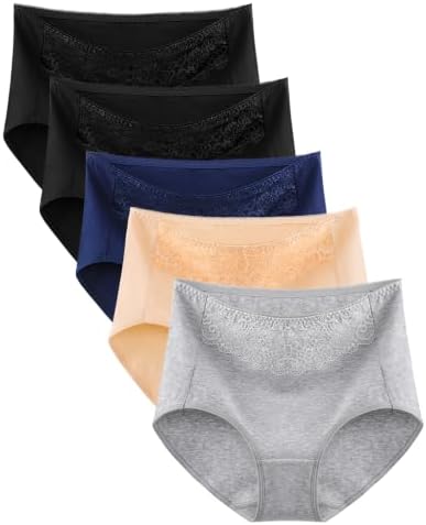 12 Pack Womens Cotton High Waisted Underwear Double-Layered Waistband Ladies Panties Breathable Briefs Multipack