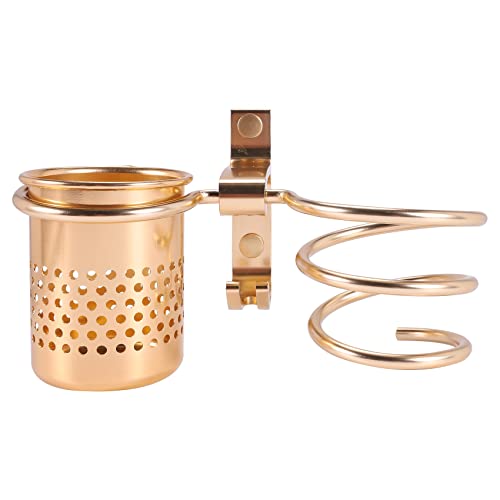 Pasuihcay Hair Dryer Holder with Cup Households Rack Hair Blow Dryer Shelf Metal Wall Mount Bathroom Accessories Gold Hair Dryer Rack Gold