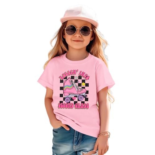 Image of First Day of School Outfit for Girl Rollin Into First Second Third Grade Shirt 1st 2nd 3rd Back to School T-Shirt Top