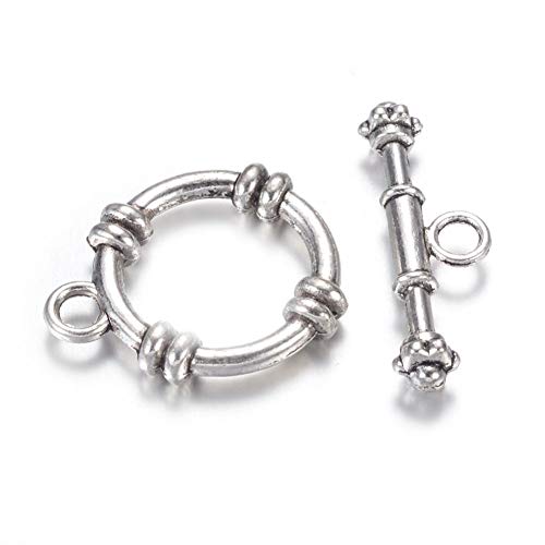 Pandahall 10 Sets Tibetan Style Alloy Toggle Clasps Ring Antique