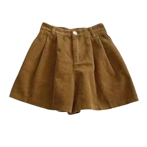 Short en velours côtelé haut de gamme style rétro chic couleur kaki