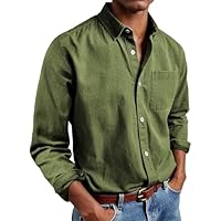 Neteson Camisa Hombre Manga Larga Camisa Botones con Bolsillos