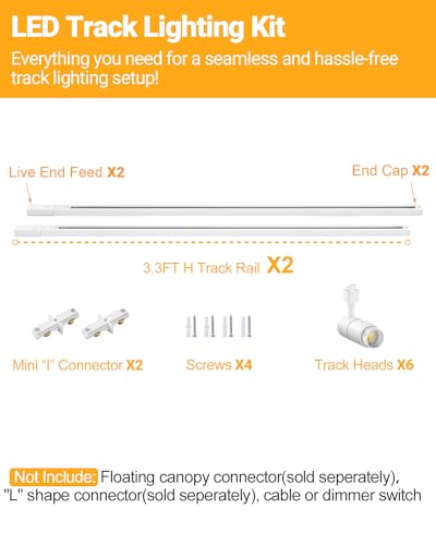 Vanoopee ITK10WW6Z 3-Color Zoomable 6 Light Led Track Lighting Kit thumb #1