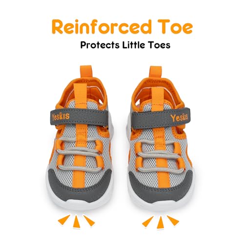 Image of YESKIS Toddler Boys Girls Sport Sandals Outdoor Athletic Hiking Running Tennis Barefoot Shoes Lightweight Closed Toe Adjustable Strap for Toddler and Little Kids