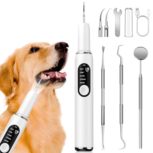 weiclianhp Zahnsteinentferner Hund, Ultraschall Zahnbürste Hund mit LED-Licht, Zahnpflege Zahnstein Entfernen, Zahnreiniger für Haustiere, 5 Einstellbare Modi