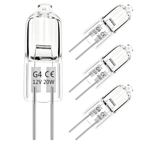 Image of Wieyily G4 Halogen Light Bulbs 20W 12V, G4 Oven Bulb Clear Capsule 2 Pin Lamp Bulbs Dimmable 300LM Warm White 2700K, 300℃ Heat Tolerant for Oven/Microwave/Cooker Hood, 4 Pack
