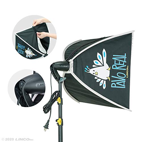 Image of LINCO Lincostore Studio Lighting Photography Light Equipment Continuous Photo Softbox Kit 16x 16 Inch with 2 Professional Portrait Bulb for Filming Video AM270