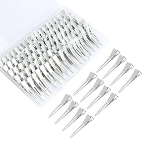 100pcs 1.77inches rust-proof metal alligator clip with a Clear Plastic Box, Styling, Hair Styling, Curling Clip, Hair Coloring, DIY Aaccessories, Items Fixed, Silver.