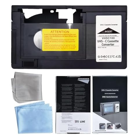HQ VHS-C Video Cassette Adaptor Motorized VHS-C to VHS Cassette Adapter NOT Compatible with 8mm/MiniDV/Hi8 Tapes with 2 Pcs Lens Clean Cloth Cover
