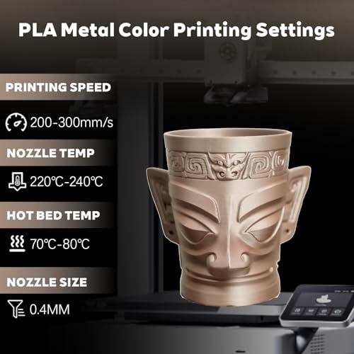 Image of Metal Rose Gold PLA 1.75mm 1kg Shiny Smooth Metallic 3D Filament Spool FDM | Metallic finish Shiny Smooth surface High intensity Beginner friendly No tangle 1kg 2.2lbs for Printer Bambu Snapmaker