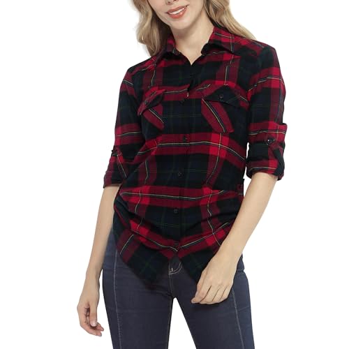 Image of Match Women's Long Sleeve Plaid Flannel Shirt #2021