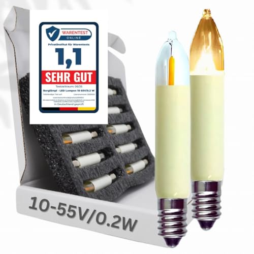 BERGLäMPL LED Schaftkerzen E10 0,2W 10–55V warmweiß Ersatz für 3W...