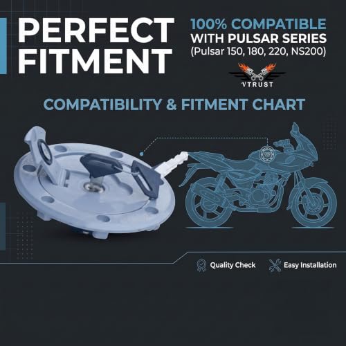 Image of Petrol Tank Lock Set Compatible for Bajaj Pulsar | Fuel Cap Lock | Heavy-Duty Metal | With Keys