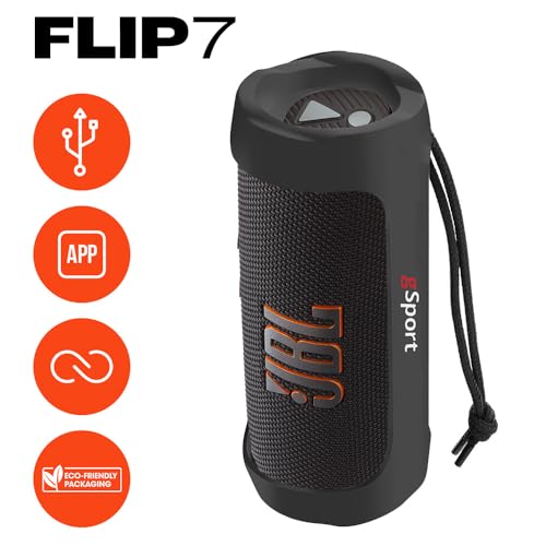 Image of JBL FLIP 7 Waterproof Portable Speaker Bundle with gSport Silicone Sleeve (Black)
