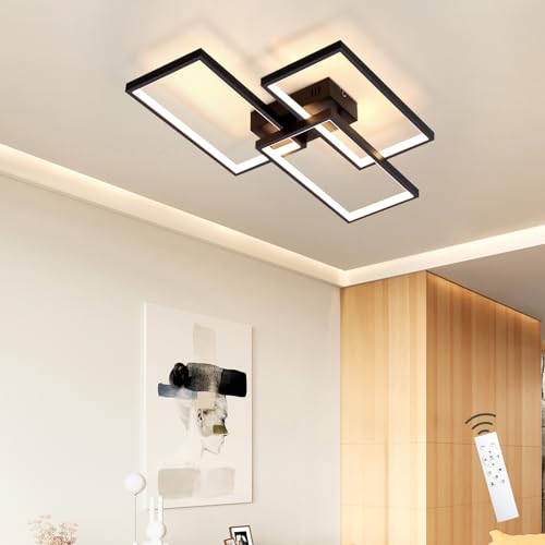 CBJKTX Deckenlampe LED Deckenleuchte Wohnzimmer Schwarze Dimmbar mit...