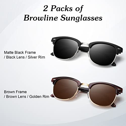 Image of Polarized Sunglasses Men Women,Semi Rimless Retro Shades UV400 Protection