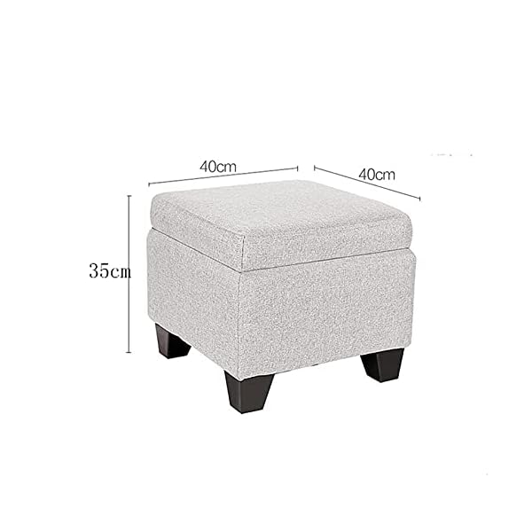 SHTFFW Footstool Storage Box Rest Seat, Footstool Storage Low Stool, Upholstered Chair and Shoe Stool, with Removable Cover (color: A) - Image 3