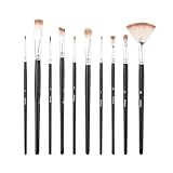10pcs Pinceles Acuarela Profesionales,Basics Juego de Pinceles,Pinceles de Nylon para Acuarela,óleo,Cara,Dibujo de Líneas,para Artistas Principiantes,Profesionales(Negro)