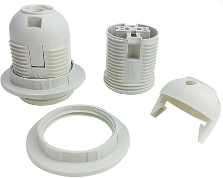 250V 4A E27 Light Bulb Base Plastic Full Screw Lamp Holder Pendant Socket Lampshade Ring For E27 Light Bulb White Black 1PC - Color White Base Type E27