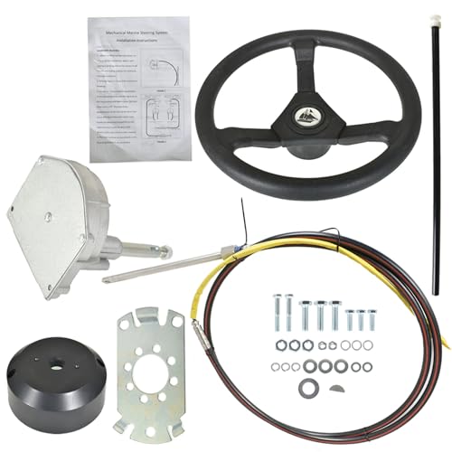 GXYWADY 10 Feet Marine Steering System Outboard Steering System Boat Steering Cable SS13710 3/4 Shaft with 13.5 Inch Wheel Replacement for Marine Boat Outboard Yachts - Thumbnail 6