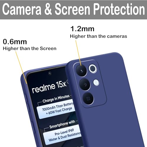 Image of amazon basics Back Cover for Realme 15X 5G | Ultra Slim Soft Rubberised Case | Matte Silicone Flexible Mobile Case | Camera Protection - Blue