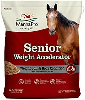 Manna Pro Weight Accelerator for Senior Horses | Made with Omega 3 Fatty Acids from Flaxseed | 8 Pounds