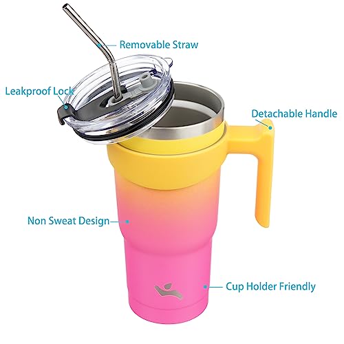 Image of Konokyo 20 oz Tumbler with Handle and Straw, Insulated Travel Mug