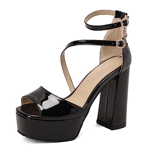 Chaussures peep toe western été avec sandales femme talon carré bloc vernis