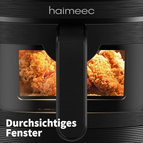 HAIMEEC Airfryer 6L, Heißluftfritteuse mit Sichtfenster, Fritteuse ohne Öl mit Shake-Reminder, Antihaftbeschichtet, 30-200°C, 78 Rezepte… – Ansicht 5