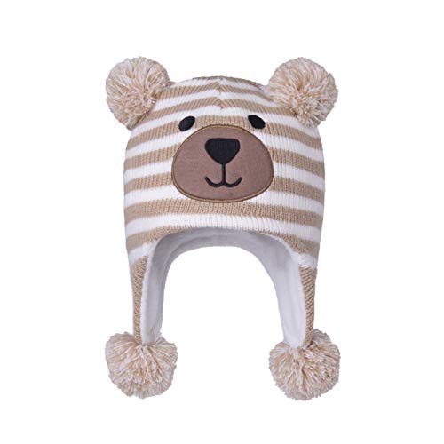 Image of LANGZHEN Toddler Kids Infant Winter Hat,Earflap Knit Warm Cap Fleece Lined Beanie for Baby Boys Girls