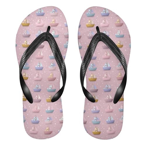 Flip Flop Sandals Cute Boat Print for Women Men Beach Outdoor XS
