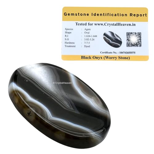Image of Certified Black Onyx Crystal Thumb Worry Pebbles Stones for Stress Relief