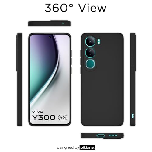 Image of Outlouders Back Cover for Vivo Y300 5G / Vivo V40 Lite 5G | Camera Protection | Durable Soft Matte Silicone Bumper Case (Black)