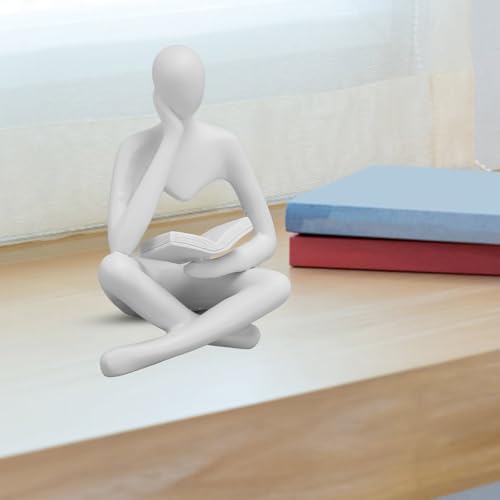 Estatua Decorativa Pensador de Resina Blanca miniatura 7