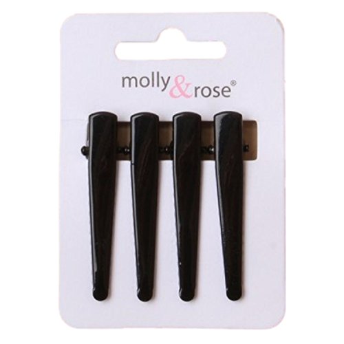 Set of 4 Small Black Hair Beak Clips Section Clip Slides
