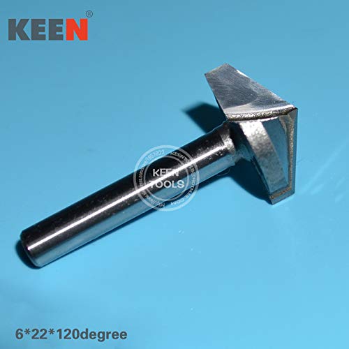 5pcs V Shape Woodworking Milling Cutters, CNC Router Bits, Wood Engraving Tools on 3D Carving Cutting Machine with 10Mm Diameter 6Mm Shank (6x22x120)