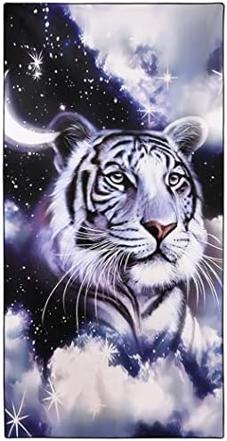 OHTMTHO Oversized Beach Towel Quick Dry Sand Free Lightweight Microfiber Beach Towels for Swim Pool Camping Travel, Bengal White Tiger, 36"x72"