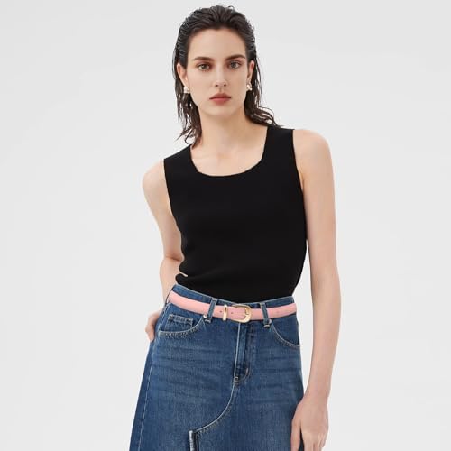 Belt for Women Ladies Waist Belt for Jeans Dress Fashion PU Leather Belt with Gold Buckle