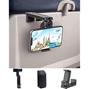 Airplane Cell Phone Holder,NOZEWOWA Handsfree Universal in Flight Phone Mount Clip Portable Foldable Travel Essentials for Flying Plane Tray Seat Back Voyage Gadget Women Men Toddler