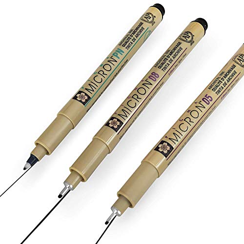 Image of SAKURA Pigma Micron - Pigment Fineliner Pens - 0.5 /0.8mm PN - Black Ink - Pack of 3