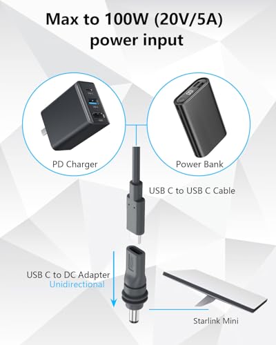 CERRXIAN 2 Pack Adaptador USB C a DC 5.5mm x 2.1mm miniatura 4