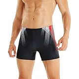 WHCREAT Herren Badehose Sport Schwimmhose Badeshorts Beachshorts Chlor Resistent, Rot XL