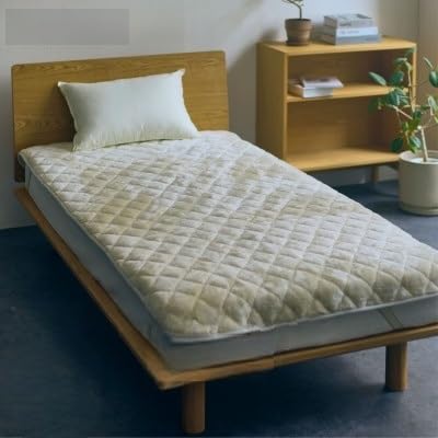 (アクリル敷きパッド 極暖 吸湿発熱 シングルサイズ クリーム)100×205cm 大阪府忠岡町産