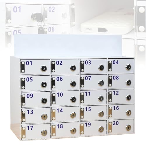 Mobile Phone Cabinet with Lock 12/15/20/25 Acrylic Mobile Phone Storage Box Mobile Phone Storage Cabinet Wall-Mounted Employee Lockers,15grids