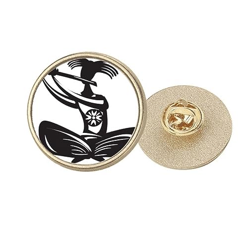 Broche flûte Mexico en métal doré rond taille M pour veste