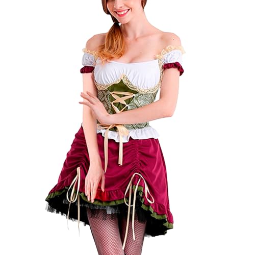 Robe cosplay gothique en dentelle pour femme en taille L couleur rouge