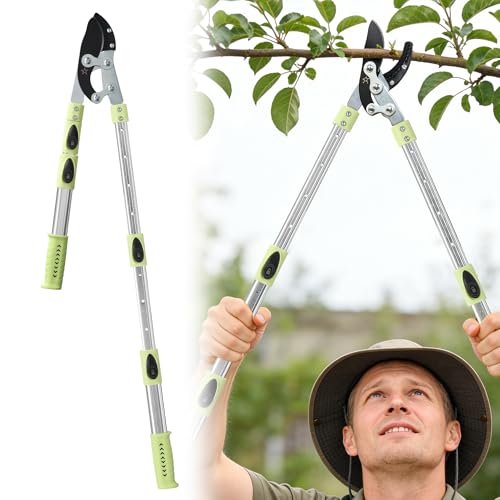 Loppers for Tree Trimming Heavy Duty,Branch Cutter with Sharp Blade for 2" Cutting Capacity Extendable 24"-42" Tree Pruner with Compound Action,Non-Slip Ergonomic Handle,Garden Tools
