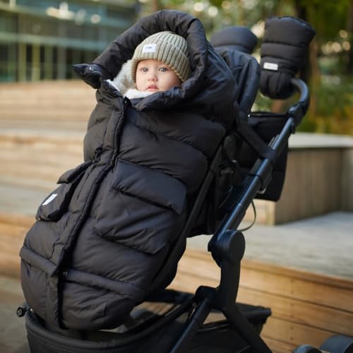 Image of 7AM Enfant Stroller Blanket 212 - Adjustable Baby Car Seat Zipped Blanket for Babies Winter, Unisex Multi Purpose Fleece Lined Warm Hooded Toddler Footmuff Water Repellent | (6M - 4T)