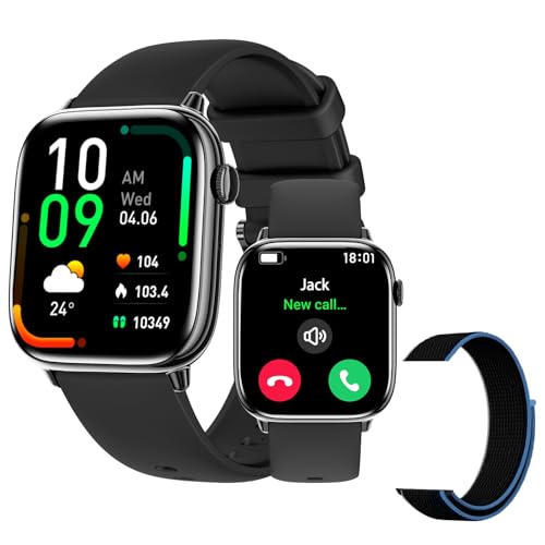 Smart Watch for Women/Men(Answer/Make Calls),1.75'' AMOLED Health & Fitness Tracker with IP68 Waterproof 100+ Sport Modes,Heart Rate/Sleep Monitor/Pedometer/Blood Pressure/SpO2 for iOS Andro