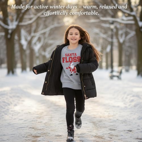 Pull de Noël garçons filles sweat gris imprimé Père Noël pullover enfant - 6
